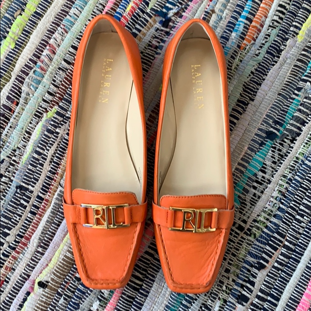 Ralph Lauren Orange Leather Loafers/Flats, 8.5